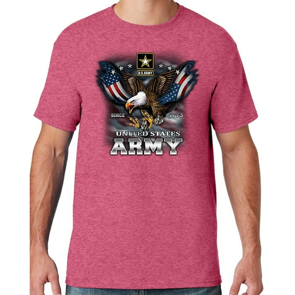 Mens US Army Patriotic Eagle T-shirt, Small Vintage Heather Red