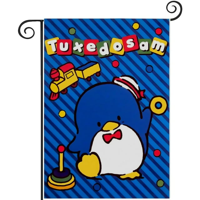 Tuxedo Sam-bandera de jardín temática. Regalo perfecto para fans, amigos y familiares, ideal para actividades al aire libre y decoración de fiestas.28CM*45CM