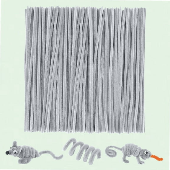 Bendable Grey Pipe Cleaners, 200 PCS Chenille Stem for Arts and Crafts, 6mm x 30cm, Assorted Colors