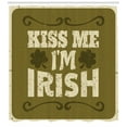 thumbnail image 3 of Quote Shower Curtain, Retro St. Patrick's Day Illustration with Clovers and Swirls Grunge Effect, Fabric Bathroom Set with Hooks, 69W X 70L Inches, Cream and Green Brown, by Ambesonne, 3 of 3