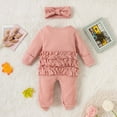 thumbnail image 4 of AherBiu Baby Boys Girls Clothes Rompers Bodysuits Infants Long Sleeve Ruffle Fall Zip up Crewneck Jumpsuits Solid Color Casual Outfits, 4 of 9