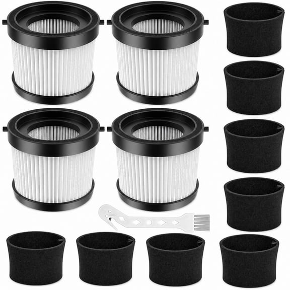 4 Packs DCV501HB DCV5011H HEPA Filter Compatible with DEWALT DCV501HB 20V Vacuum Cordless Handheld Vacuum, with 8 Foam Sleeve Filters & 1 Brush