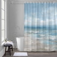 thumbnail image 5 of Ocean Bathroom Shower Curtain, Summer Beach Seagull Oil Painting Coastal Waterproof Washable Soft Bath Curtain for Bathtub Decor with 12 Hooks&Grommet, 36x78 Inch, 5 of 9