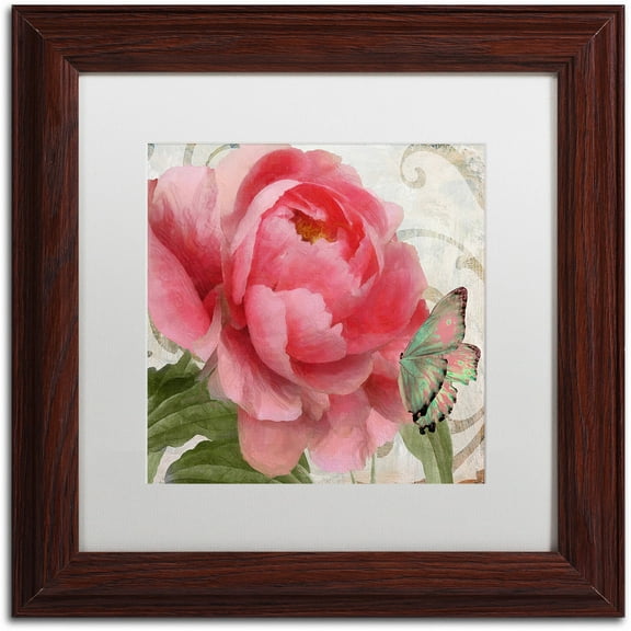 Trademark Fine Art "Apricot Peonies II" Canvas Art by Color Bakery White Matte, Wood Frame