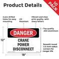 thumbnail image 2 of Crane Power Disconnect OSHA Danger Aluminum Sign 18 Inch x 12 Inch - 10 Pack, 2 of 8