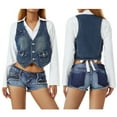 thumbnail image 5 of Inevnen Women's Sleeveless Denim Vest V Neck Button Down Jean Waistcoat Jacket, 5 of 8