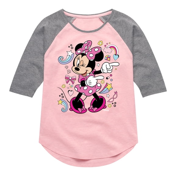 Disney Jr - Minnie Mouse - Toddler & Youth Girls Raglan Graphic T-Shirt
