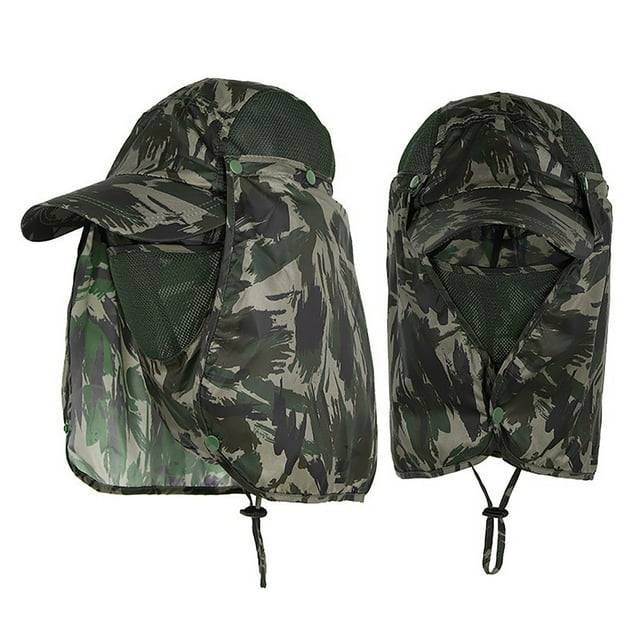Aocisk Chapeau Seau Unisexe Respirant pour Sports de Plein Air Pêche Randonnée Activités et Usage Quotidien avec Couverture Complète du Visage Réglable Design Léger Camouflage Taille Unique