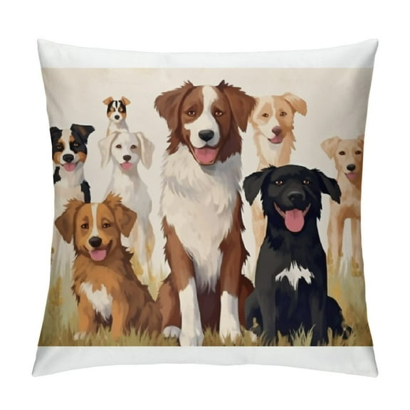Heduofu Farmhouse Dog Themed Pillowcase Decorations for Home, I Just Want All The Dogs Throw Pillow Cover, Dog Lover Dog Owners Gifts White