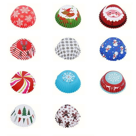 Christmas Backing Papers Tuscom 150pcs/set Cut Christmas Birthday Cake Decorating Tools Paper Muffin Cupcake Baking ()