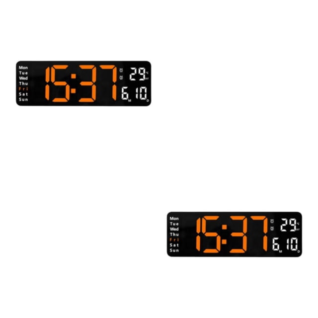 Wosthever Modern Digitals Wall Clock Calendar Adjustable NightStand Brightness naranja 2Conjunto