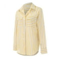 thumbnail image 5 of adviicd Button Down Shirt Women Long Sleeve Women's Striped Button Down Shirts Casual Long Sleeve Stylish V Neck Blouses Tops with Pockets (Yellow,L), 5 of 9