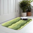 thumbnail image 2 of Layered Green Wavy Plush Flannel Bath Rug 16x24 Inches, Quick Dry Absorbent Non Slip Mat for Bathroom Sink Tub, 2 of 8