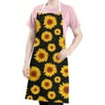 thumbnail image 5 of Black Sunflower Pattern Apron-Garden Aprons for Women with Pockets-Cotton Linen Waterproof Kitchen Cooking Gardening Aprons Adjustable for Kitchen,Cooking,BBQ and Salon 33x27 Inch, 5 of 7
