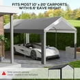 thumbnail image 3 of Outsunny 10 x 20ft Carport Canopy Replacement, UV Resistant, Dark Gray, 3 of 9