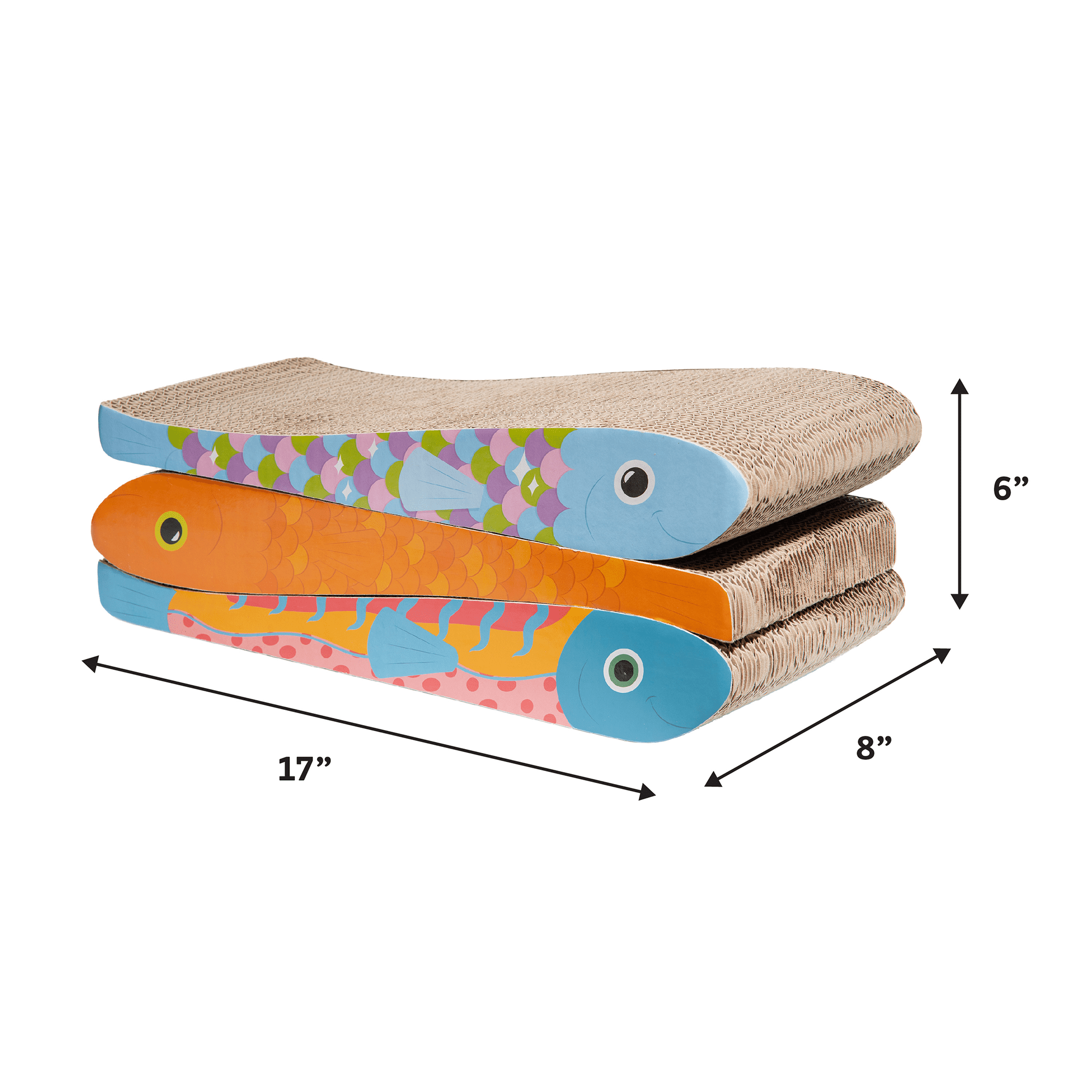 Vibrant Life Fish Cat Scratcher with Catnip, Multicolor, 3 Pack