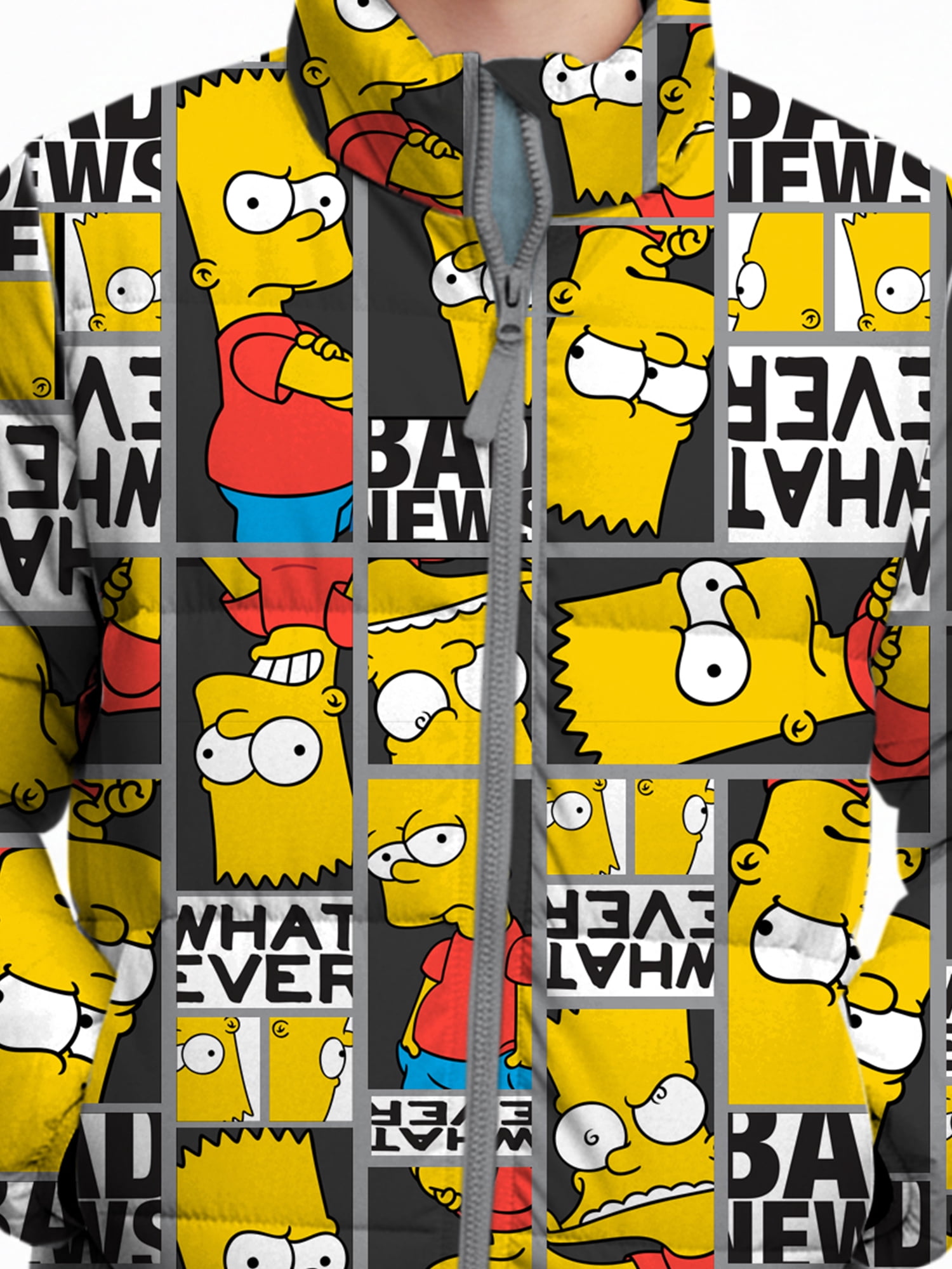 The Simpsons Boys Bart Graphic Zip-Up Puffer Jacket, Sizes 6-18