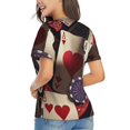 thumbnail image 3 of Women's V Neck T Shirts Casual Short Sleeve Tops Blouse, Playing Poker Cards Casino Retro, 3 of 6