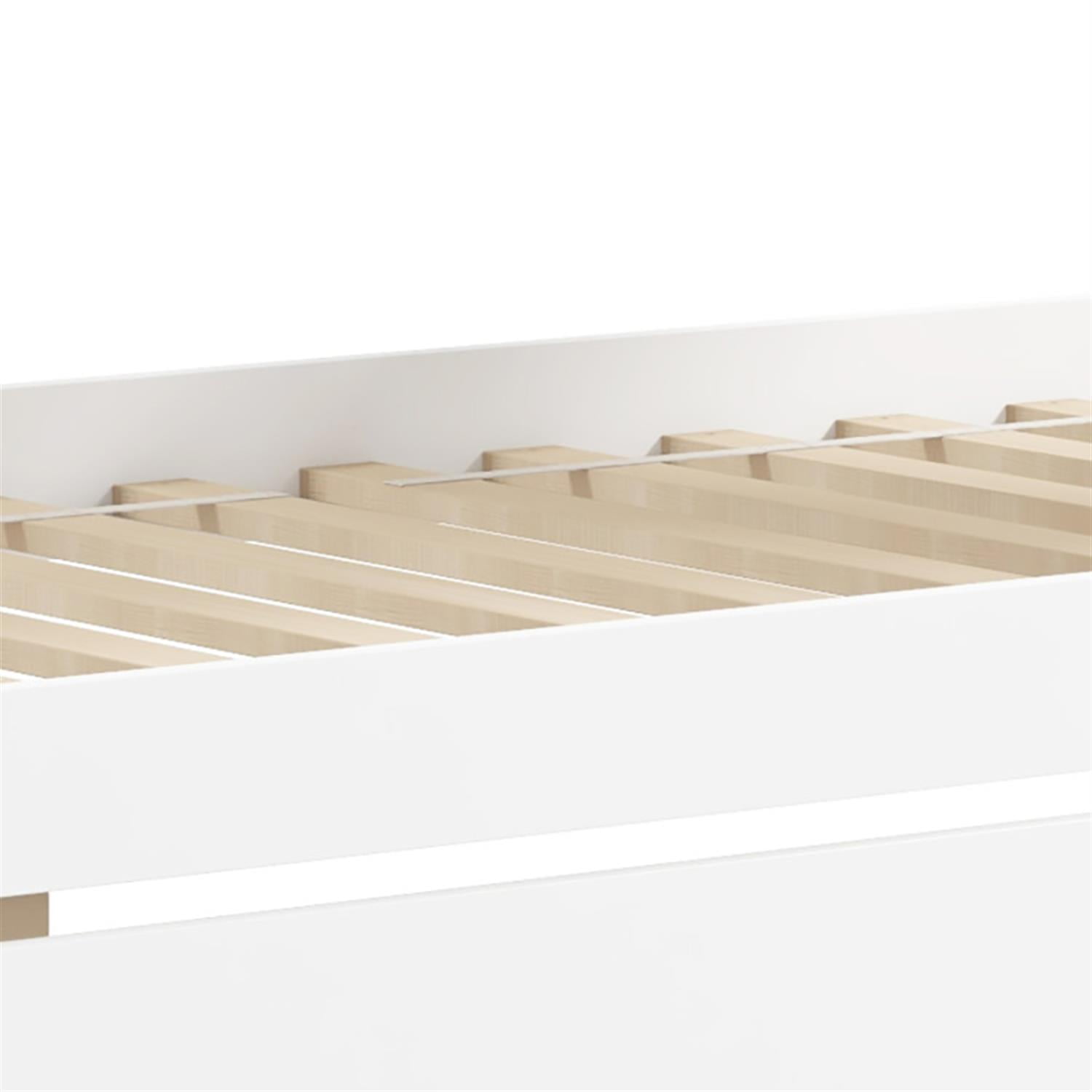 Demi Bonn Twin Over Twin Bunk Bed with 2 Storage Drawers and Ladder, Twin Bunk Beds, Wood Bed Frame No Box Spring Needed, White