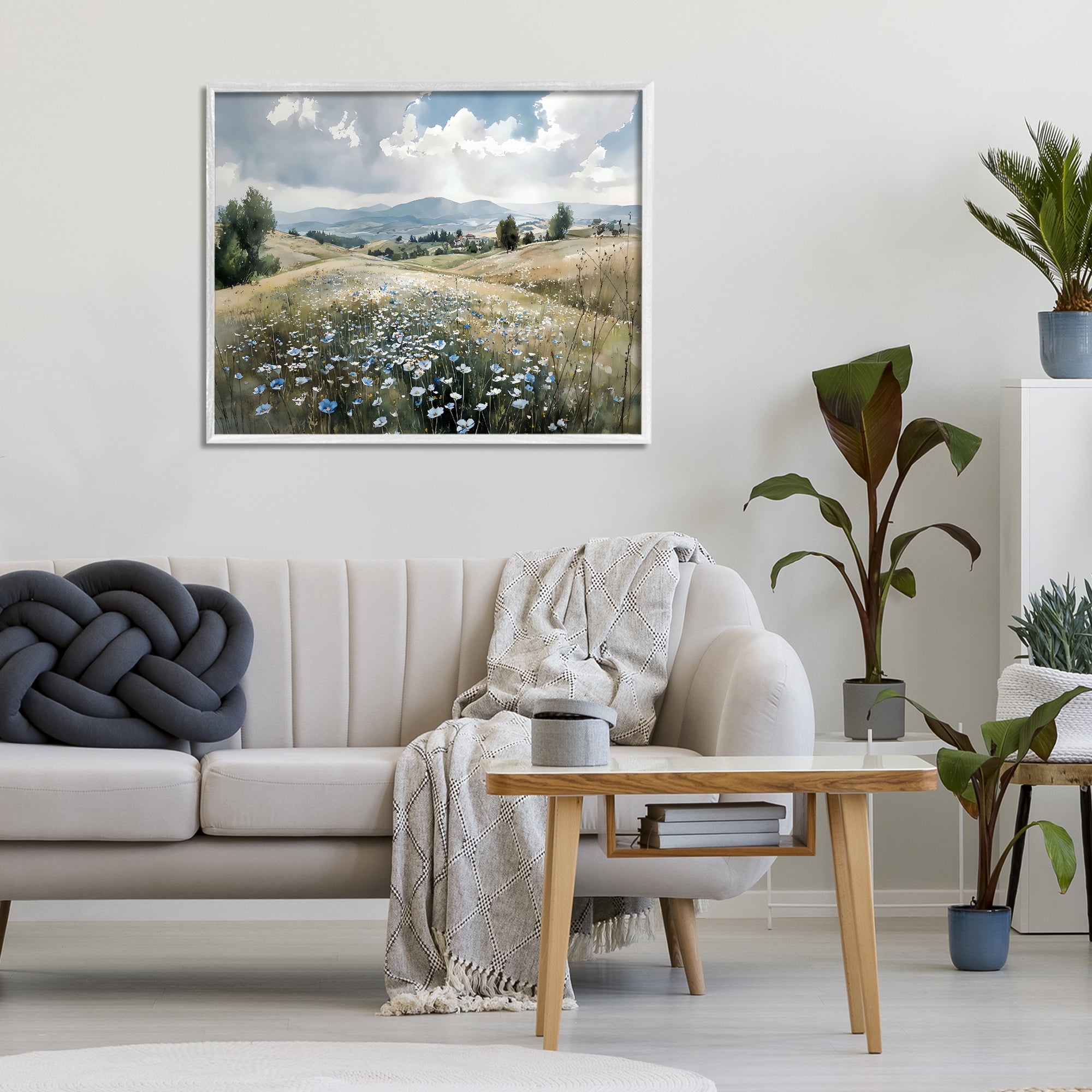 Stupell Industries Poppy Blues Across Meadow White Framed Giclee Art, design by Franklyn Gregory