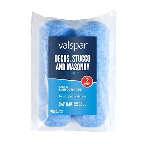 Valspar 2 -Pack 9.0-in x 3/4-in Nap Decks, Stucco, and Masonry Standard Knit Polyester Paint Roller Cover