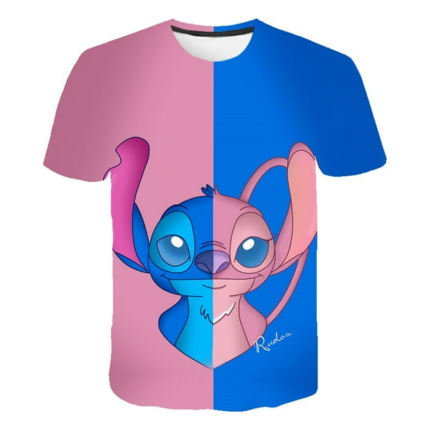 Children Boys Girls Stitch T Shirts Summer Short Sleeve Kids Stich Tops Tees Cartoon Casual Kids Clothes 1-14 Years Old T-Shirts12T Gao Jinjia LED