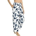 thumbnail image 2 of Xecao Navy Blue Anchor Women's Straight Lounge Pajama Pants: The Epitome of Relaxed Sleepwear, 2 of 9