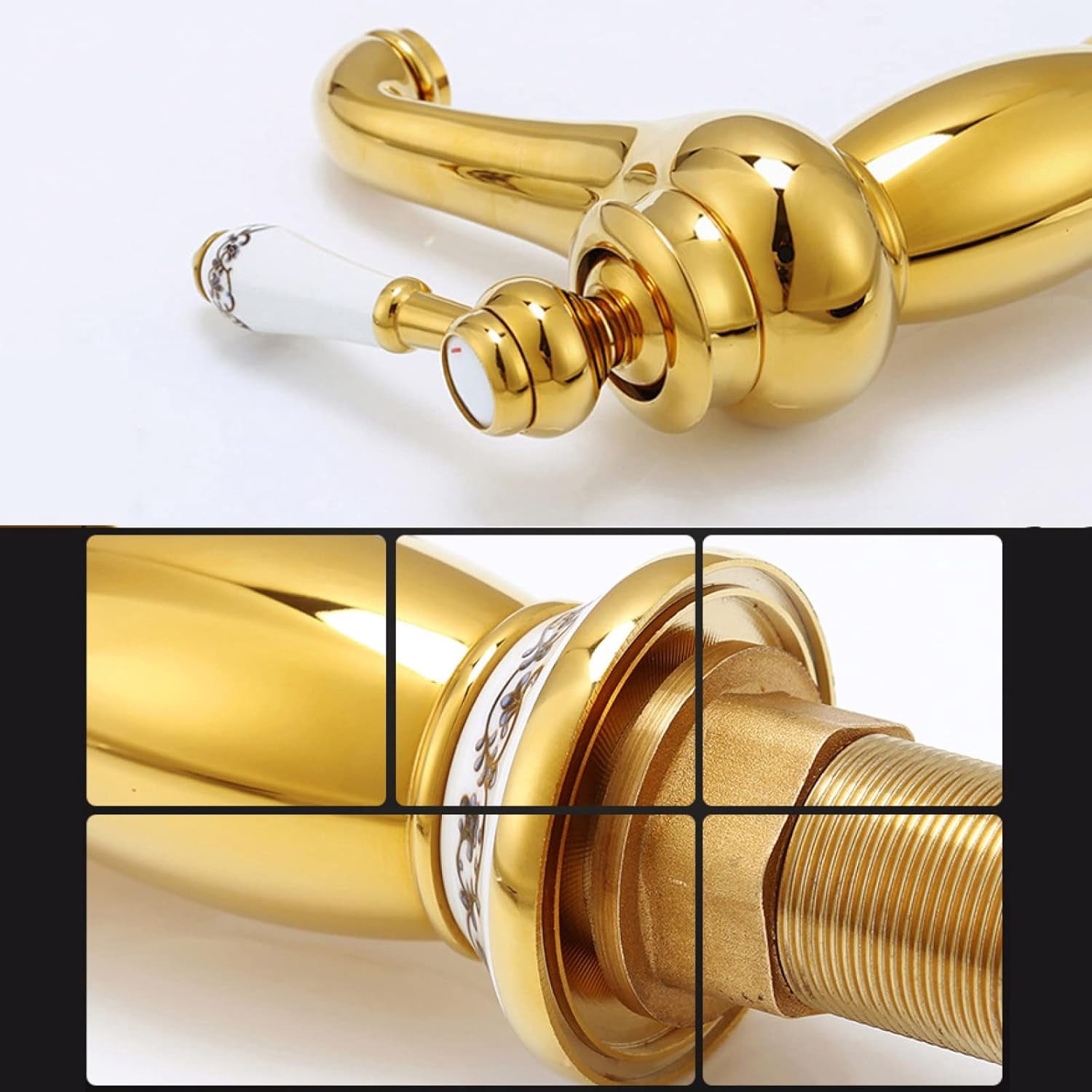 Vintage Bathroom Faucet, Brass Sink Faucet Bathroom, Hot and Cold Sink Mixer Tap Faucet, Single Hole Single Handle Bathroom Sink Faucet, Gold