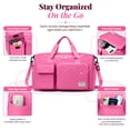 thumbnail image 5 of DAKIMOE Travel Duffle Bag for Women Large Weekender Bags Carry on Gym Duffel Bag with Wet Pocket/Shoe Compartment Waterproof Overnight Tote for Plane Hospital Sports Yoga Business Trips, Peach Red, 5 of 11