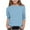 Light Blue, variant on Hpgjzj Girls 3/4 Sleeve Cute Tops Crewneck Trendy Casual T Shirts Preppy Youth Clothes for Girls 2025 Spring Summer Clothing