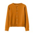thumbnail image 4 of Lixiuxyad Light Knit Cardigans for Women Solid Color Round Neck Pearl Buckle Knitted Cardigan Women's And Versatile Top Long Sleeve Women's Spring And Autumn, 4 of 4