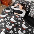 thumbnail image 6 of jejeloiu Cute Floral Blossom 7pcs Bedding Comforter Set,White Cartoon Duck Queen Bedding Sets For Teens Reversible, 6 of 8