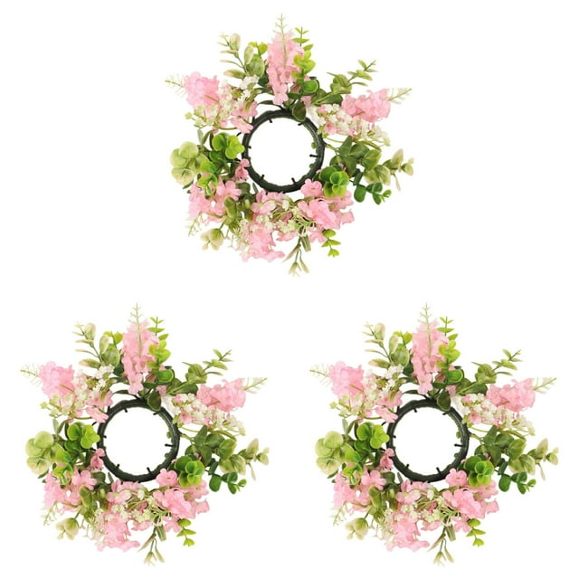 3PCS Candle Rings Wreaths - Mini Artificial Eucalyptus & Greenery Garland for Pillar Candles, Farmhouse Wedding Centerpiece, Boho Table Decor, Seasonal Home & Party Decoration