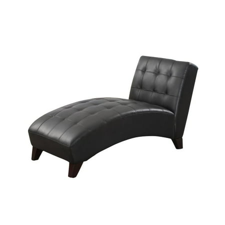 Bowery Hill Faux Leather Chaise Lounge in Black