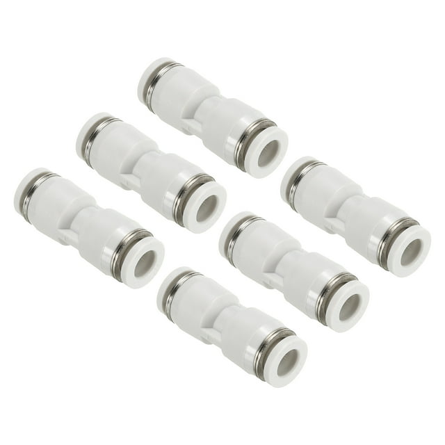 Unique Bargains Raccords à Pousser, Lot de 6 Raccords Tubes Droits, Blanc, 1/4 Pouce Od