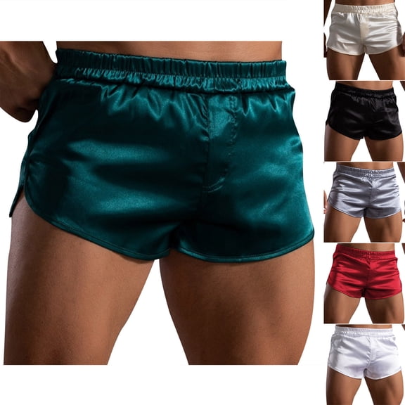 kakina CMSX Mens Satin Boxer Shorts Pack, Silk Feeling Solid Color Sleep Shorts Underwear with Button Fly, Silky Casual Pajama Shorts Bottoms for Men