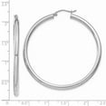 thumbnail image 5 of Auriga Fine Jewelry 14K White Gold 3mm Tube Hoop Earrings for Women (L-50mm, W-3mm), 5 of 5