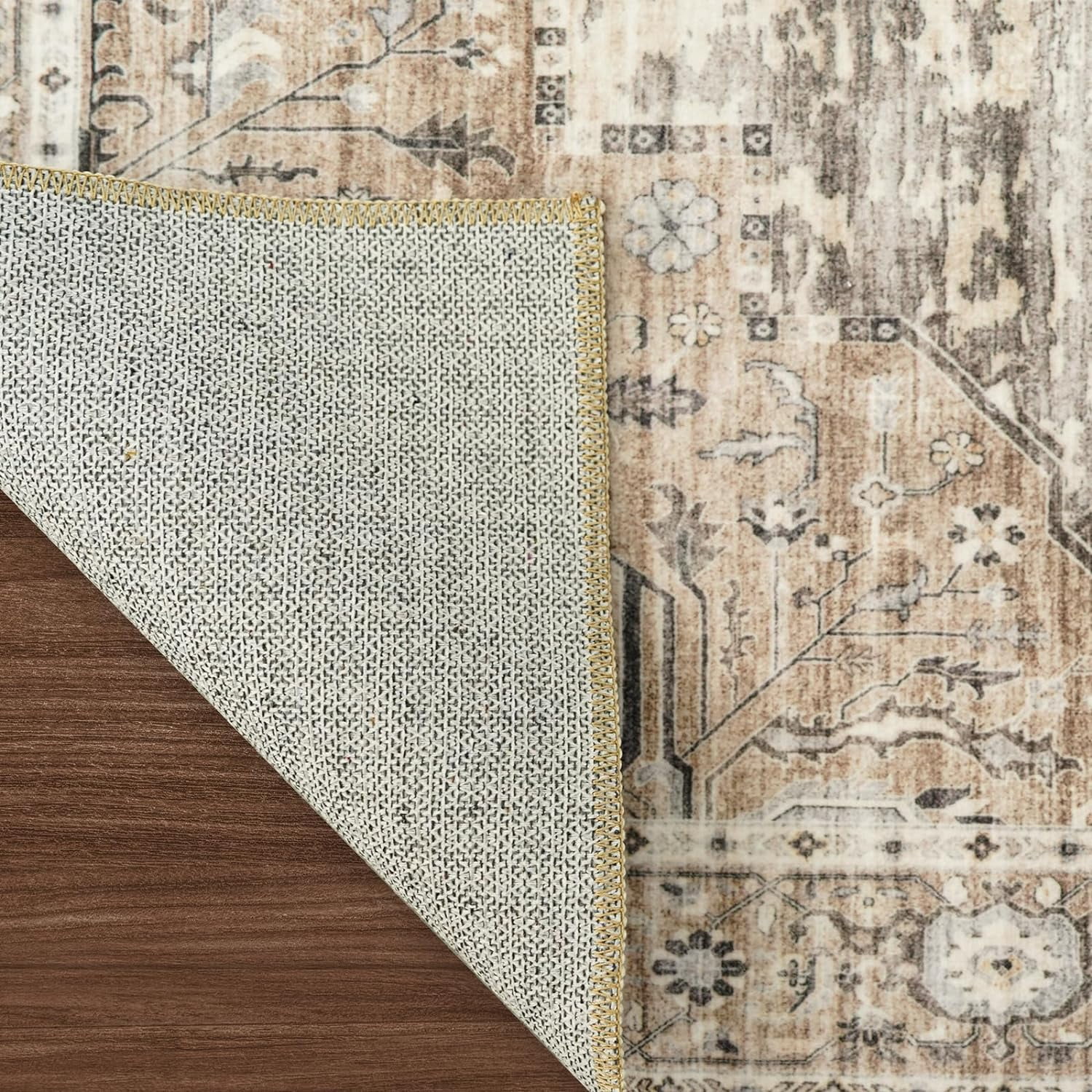 RUUGME Washable 3X14 Runner Rugs - Large Boho Rugs for Living Room Stain Resistant Carpet Vintage Tribal Rugs for Bedroom Kitchen Bathroom Non Slip Backing Home Decor Floor Decoration Mat 3X14 Beige