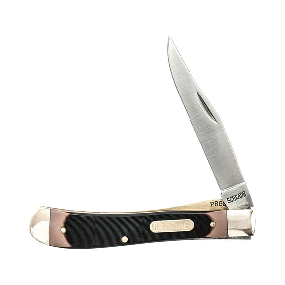 Old Timer Gunstock Trapper 3-7/8" Lockblade Knife Sawcut Handle Pocket Knife