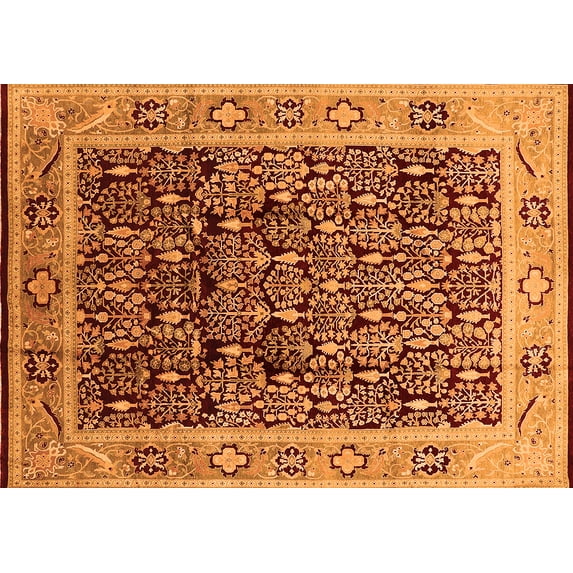 Ahgly Company Indoor Rectangle Oriental Orange Industrial Area Rugs, 3' x 5'