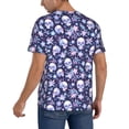 thumbnail image 2 of Rateoe Skull flower white blue Pattern Men’s Baseball Short Sleeve Polo Shirt, Midweight Men's Shirt Golf Shirt Polo Shirts Quick Dry Short-Medium, 2 of 7