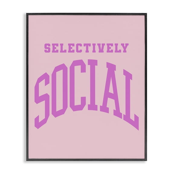 Stupell Industries Modern Pink Selectively Social Phrase Black Framed Giclee Art, 11 x 14, by House of Lulu