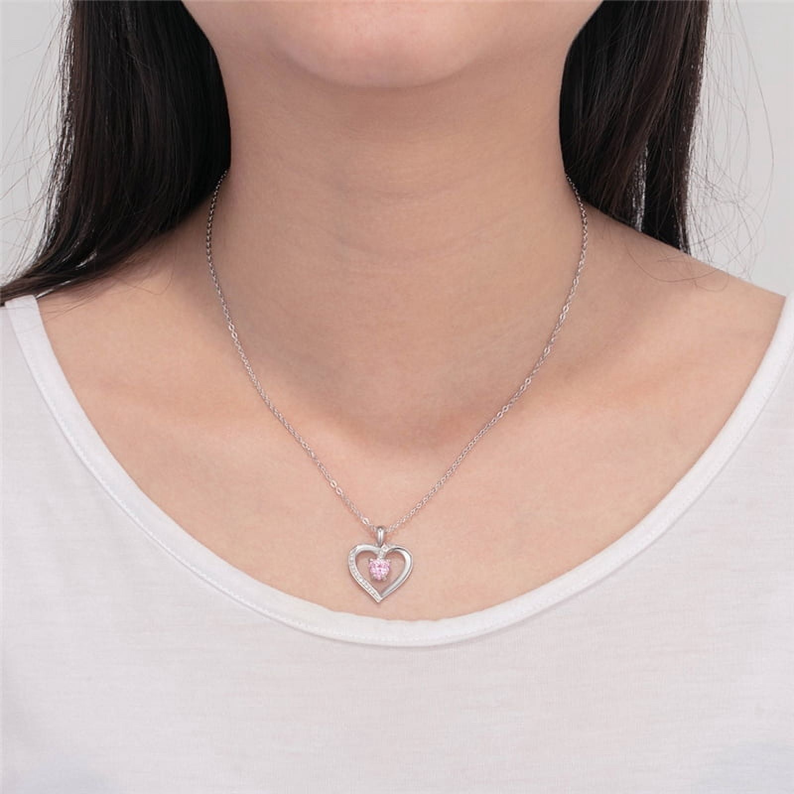Personalized Planet Women's CZ Heart Engraved Birthstone Necklace