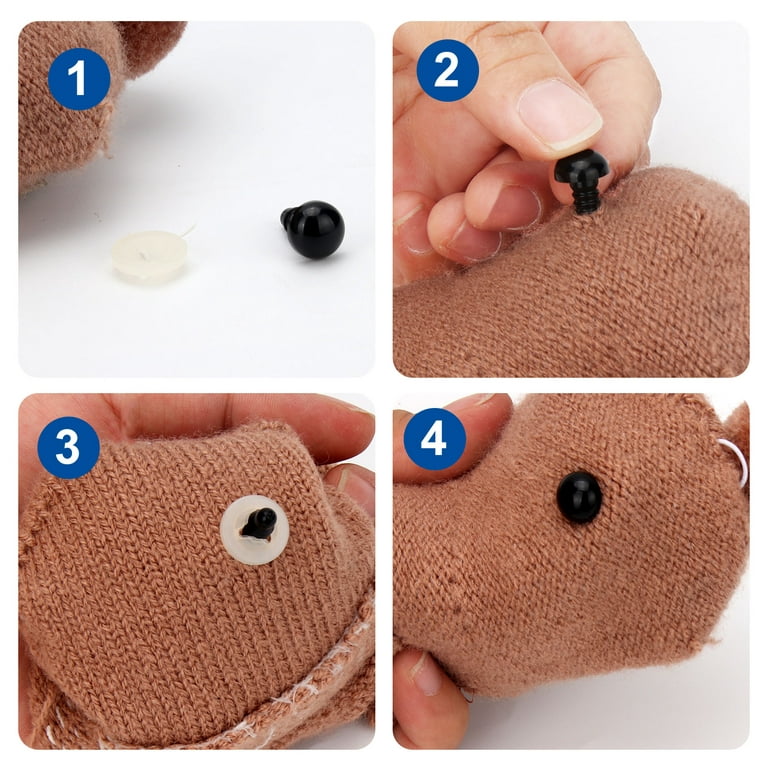 Large Safety Eyes for Amigurumi Crochet 18-30mm - RuWfpz 4 Sizes Stuffed  Animal Eyes with Washers, 80Pcs Black Plastic Crochet Safety Eyes for  Crafts