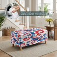 thumbnail image 2 of SEANATIVE Storage Ottoman Slipcover Stretch Ottoman Cover Scratch Resistant Footrest Stool Cover Rectangular Storage Bench Covers with Non-Slip Elastic Bottom, S, Tie-dye Red White Blue, 2 of 7