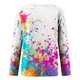 thumbnail image 5 of Liquidación ICHUANYI, jersey de manga larga calado con encaje de cuello redondo estampado informal para mujer, blusa adelgazante, camisetas ICHUANYI WER2023082205249, 5 of 5