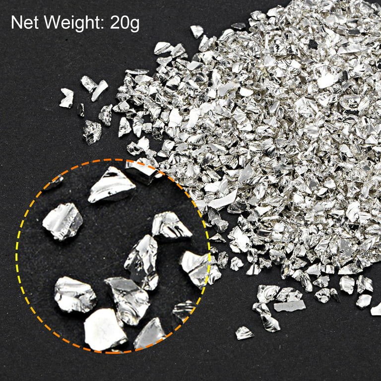 Uxcell 20g Crushed Glass Chips, 1-3mm Irregular Metallic Glitter Glass  Stone Silver Tone