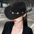 thumbnail image 6 of Wxqbjtam Western Cowboy Hat Casual Cosplay Costume Accessory Versatile Sun Protection Hat Style B Black, 6 of 9
