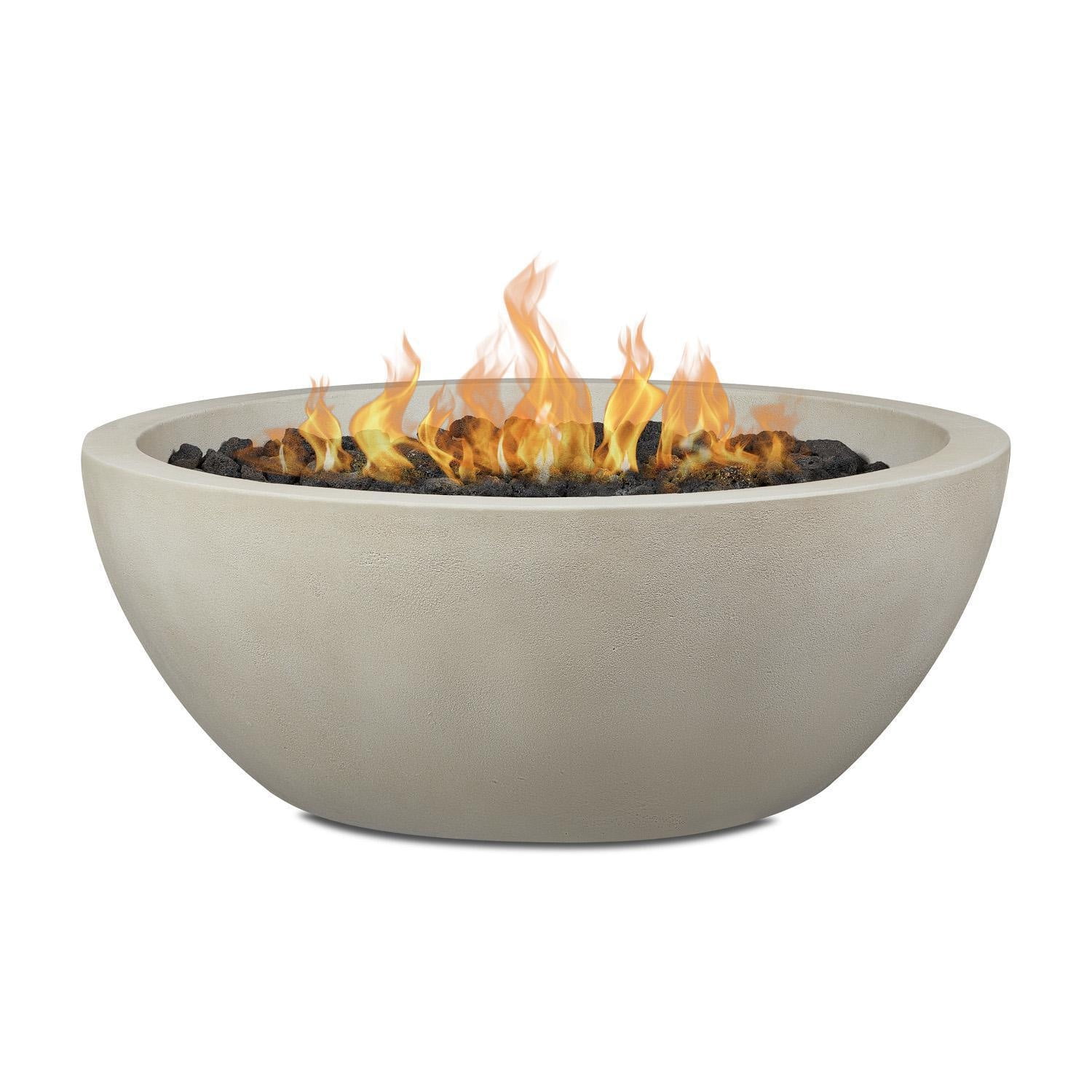 Dustyview 42 Inch Round GFRC Natural Gas Fire Bowl in Fog by BBQGuys Signature