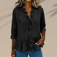 thumbnail image 2 of Womens Tops V Neck Long Sleeve Blouse Women‘s Ruffled Top Collar Blouses Cotton V Neck Work Business Outfits, 2 of 6